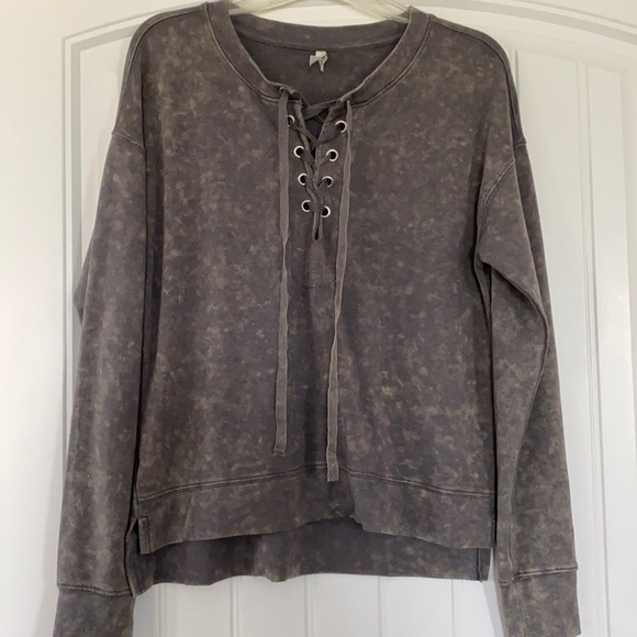 Mud space dye SOFT lace up sweater - Picture 1 of 6